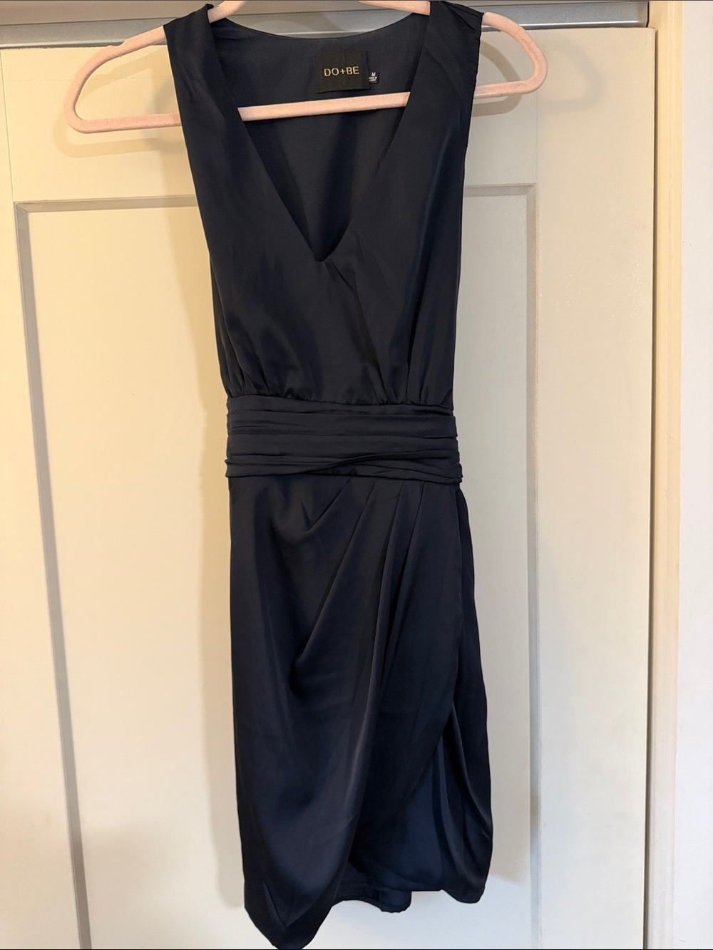 DO+BE Sleeveless Navy Faux-Wrap Midi Dress